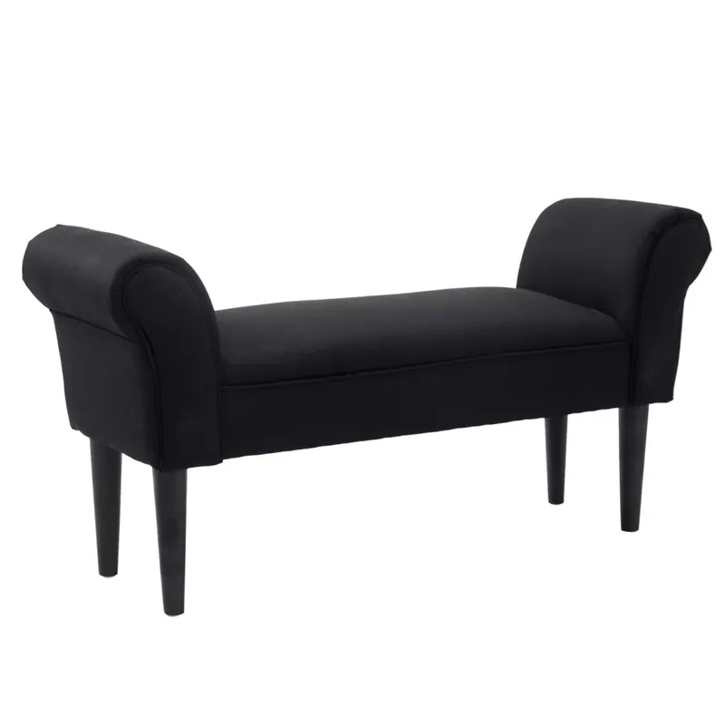ülőpad hálószobába, ágy melletti pad, kárpitozott pad, fekete, 102 x 31 x 51 cm, MDF-ből és Akció