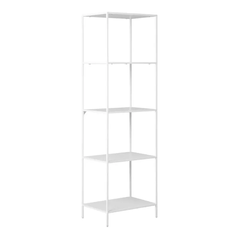Azonnali szállítás Könyvespolc, 5 szintes, fehér keret, 36 x 51 x 170 cm