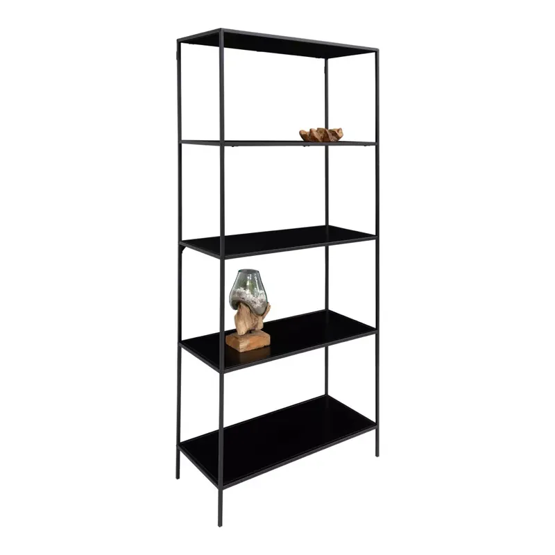 Könyvespolc, 5 polccal, fém, fekete 36 x 80 x 170 cm Alacsony ár