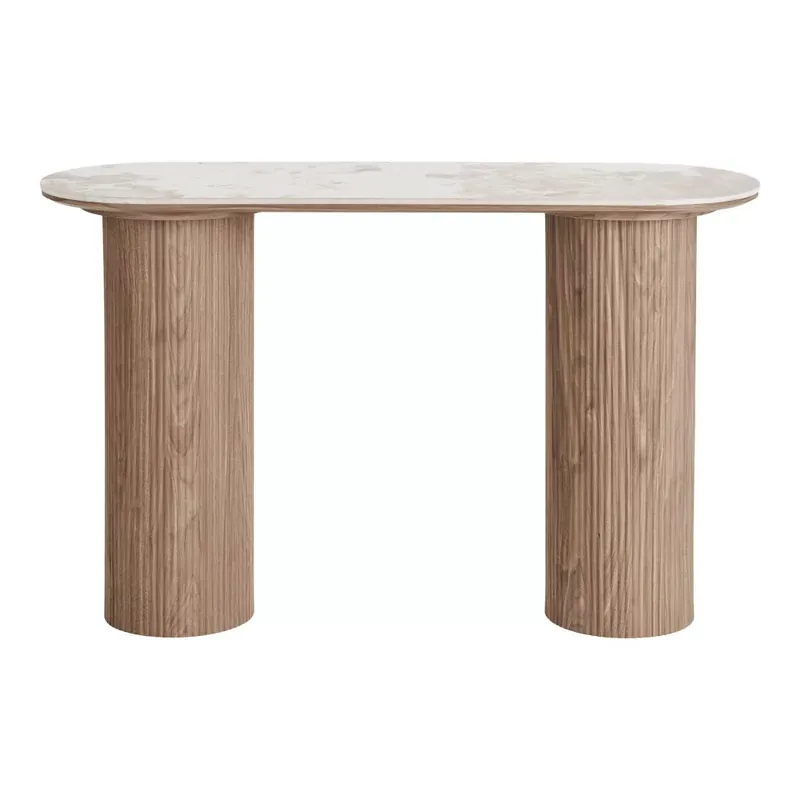 Konzolasztal kerámia asztallappal, fehér/barna 40x120x78cm Árengedmény