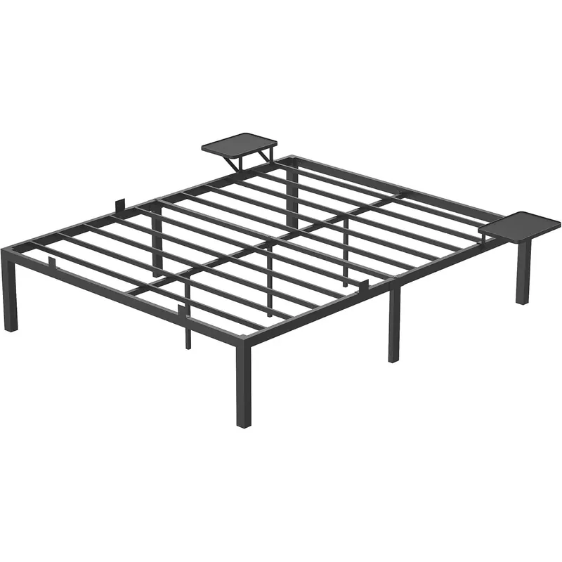 160 × 200 cm-es fém ágykeret, vendégágy tárolópolcokkal, fekete Kihagyhatatlan ajánlat