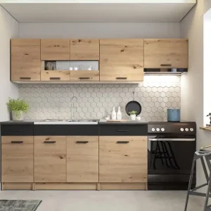 ALINA 240 blokk konyha, korpusz artisan tölgy, front artisan tölgy/fekete Utolsó esély