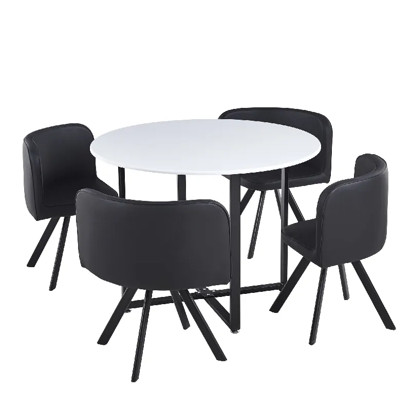 Újdonság Étkező szett 1+4, fehér/fekete, BEVAN NEW