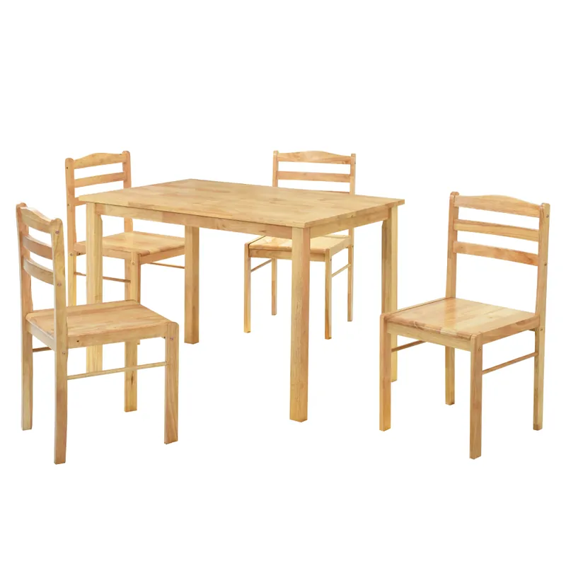 Szuper akció Étkezőgarnitúra 1+4, tömör fa, természetes, LOAK