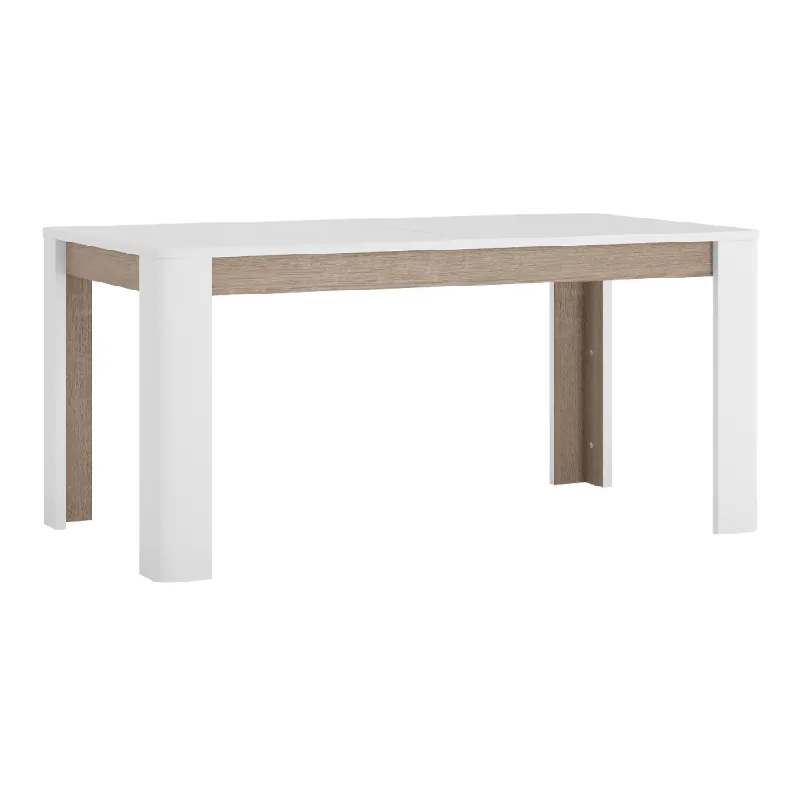 Széthúzható étkezőasztal, fehér extra magasfényű HG/sonoma tölgy sötét trufla, 160-200x90 cm, LYNATE Rendeld meg most