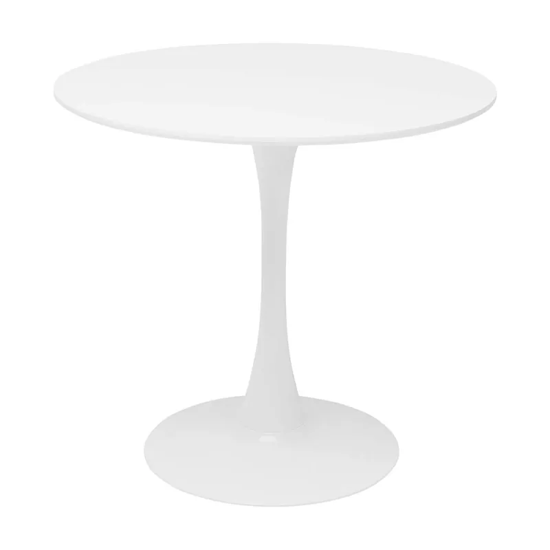 Szezonális akció Étkezőasztal, kerek, fehér, matt, átmérő 80 cm, REVENTON NEW