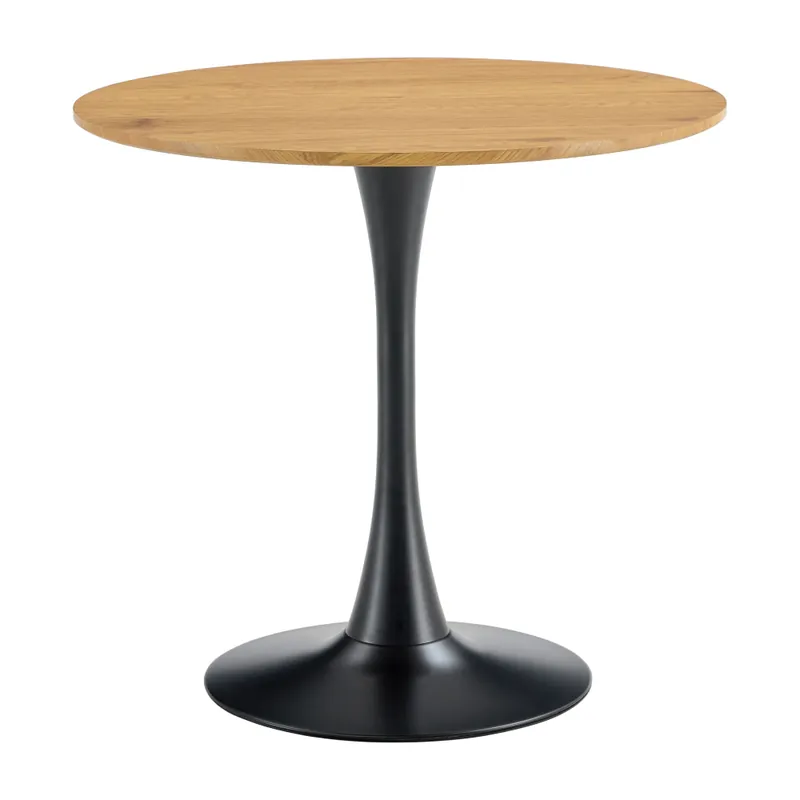 Akciós ár Étkezőasztal, tölgy/fekete, átmérő 80 cm, REVENTON NEW
