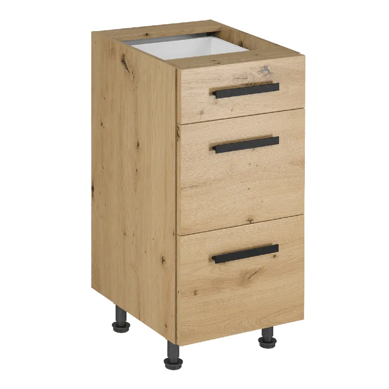 Prémium Alsó szekrény, artisan tölgy, fogantyúkkal, LANGEN D40S3 U