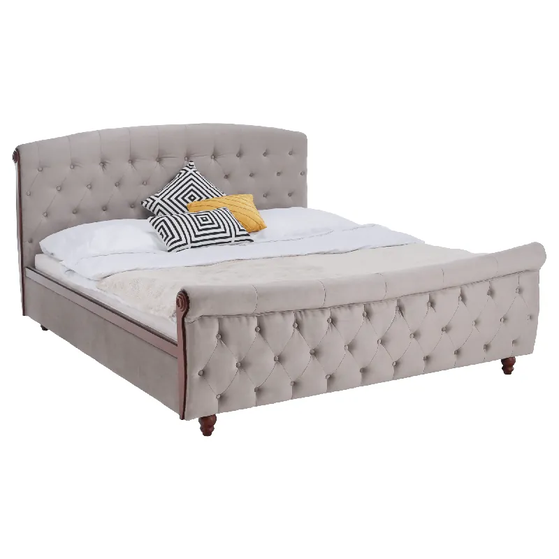 Ágy ágyráccsal, 180x200, szürkésbarna Taupe Velvet szövet, BARETO Kihagyhatatlan ajánlat