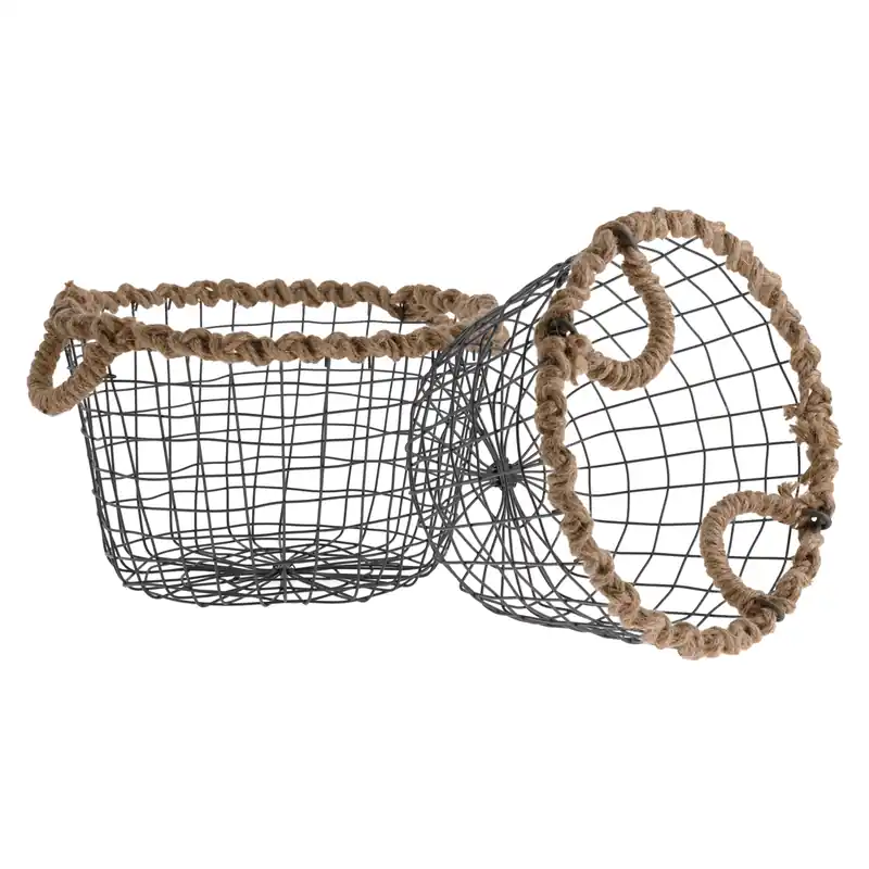 2 darabos kosár szett fülekkel, fekete fém, SANTE Kedvezmény
